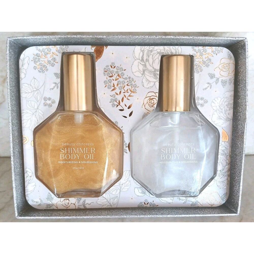 Beauty Concepts Shimmer Body Oil 2 Piece Set Honey Shea And Magnolia Blossom‎